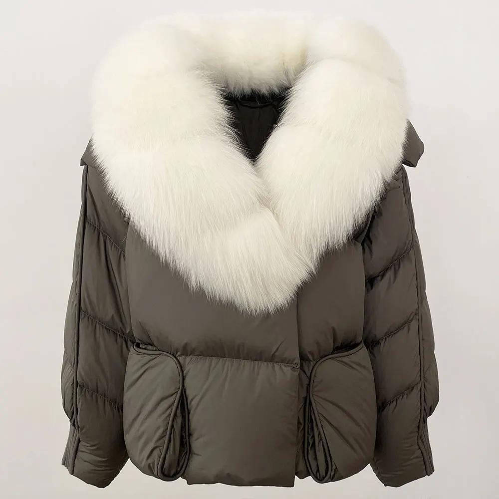 OFTBUY 2024 Winter Jacket Women Natural Real Raccoon Fox Fur Collar White Duck Down Coat Thick Warm Streetwear Casual Outerwear