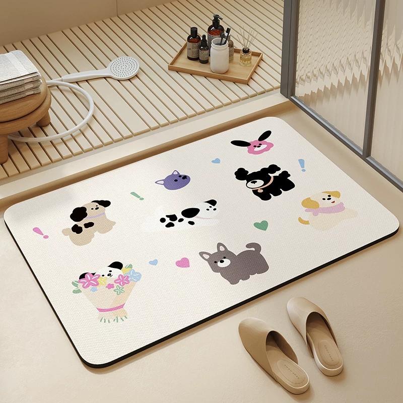 Bathroom Mats Cream Wind Diatom Mud Absorbent Pad Bathroom Entrance Mat Bathroom Toilet Quick-Drying Non Slip Carpet