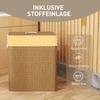 2 Section Laundry Basket with Lid, 100L Bamboo Laundry Hamper with Handles, Removable and Washable Liner, Brown