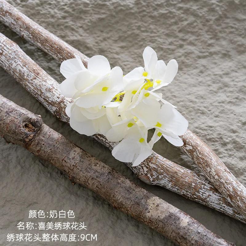 10PCS Hydrangea Head INS Style Artificial Flowers and Green Plants Wholesale Wedding Fake Flower Decoration Decoración Hogar