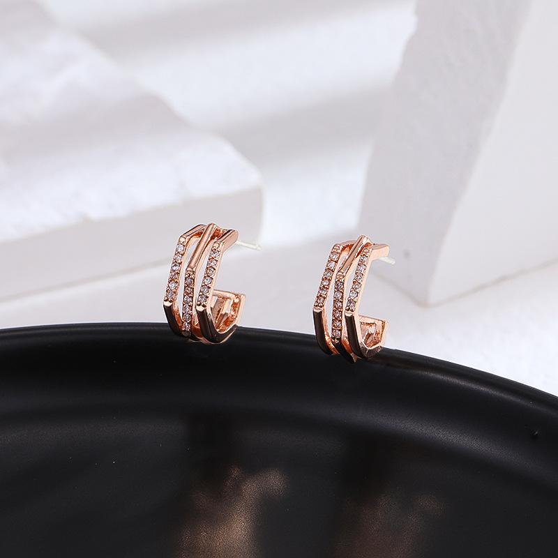 Rose Gold Geometric Women's Earrings: Unique Irregular Shape, Individually Packaged
