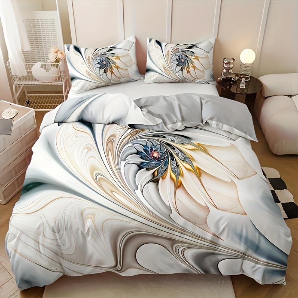 3pcs Champagne Bedding Set Huamei Design Cozy Duvet Cover Set King Queen Twin Single Size Birthday Gift Girl Adult Bedroom Decor