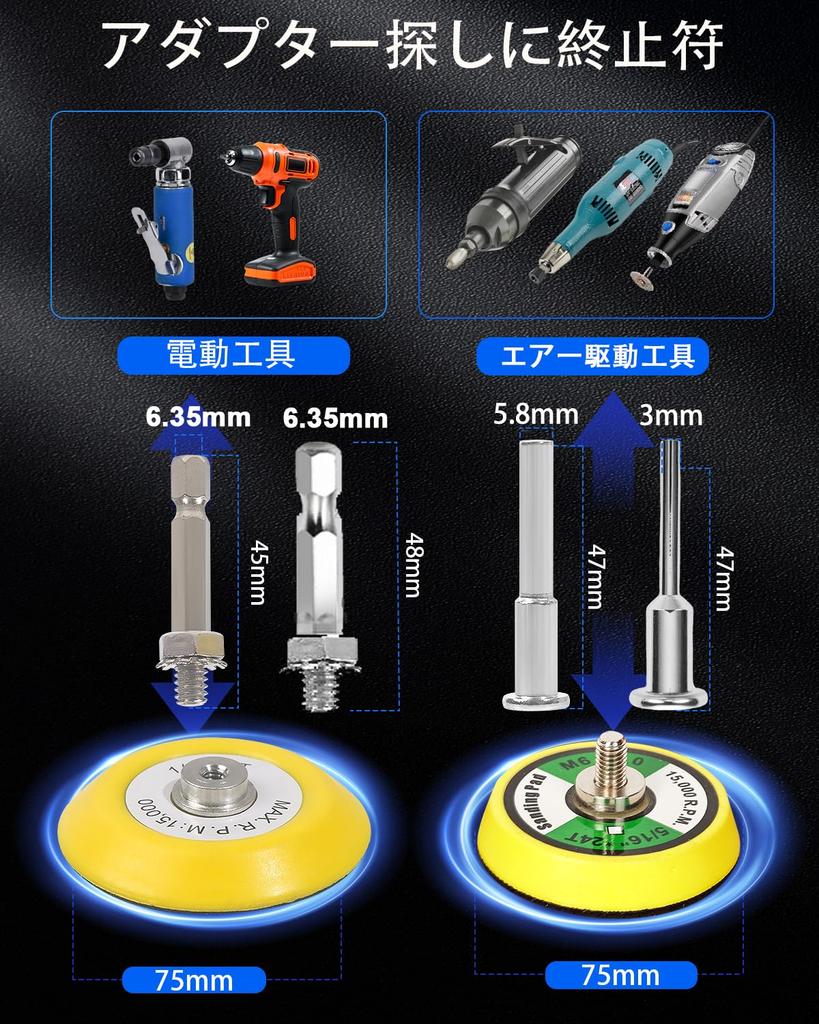 75mm Waterproof Sandpaper 134 Wet for Cylindrical Hex Shank 12 Grit Sizes Hook for Headlight Car and Paint Limescale and Mirror Compatible with