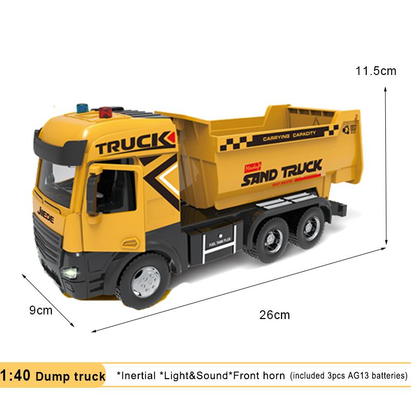 Dump Truck Alloy+Plastic Diecast Model Engineering Transport Play Vehicles Toys Sound Light Pull Back Collection Gift For Kids