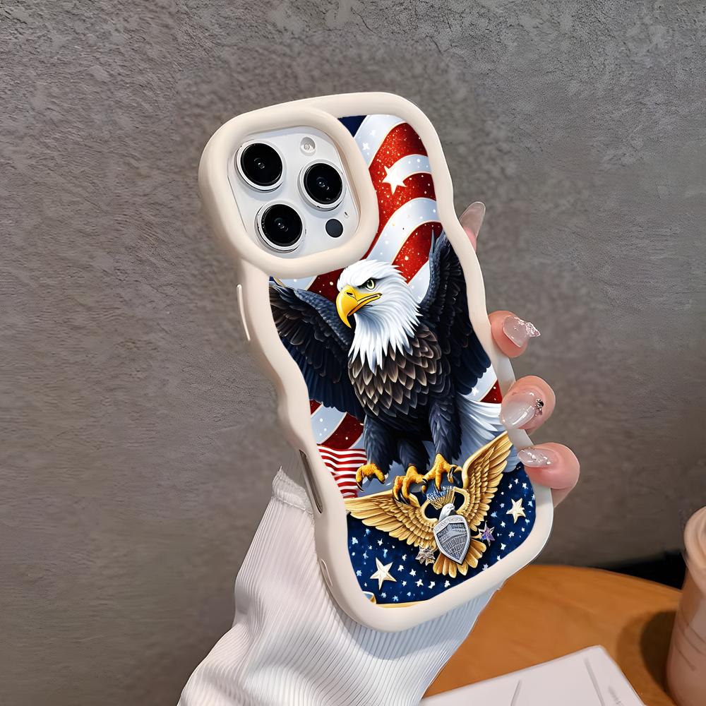 USA America Flag Wavy Edge TPU Mobile Phone Case for iPhone 17 16 15 14 13 12 11 Air Pro Max Plus Colorful Cover