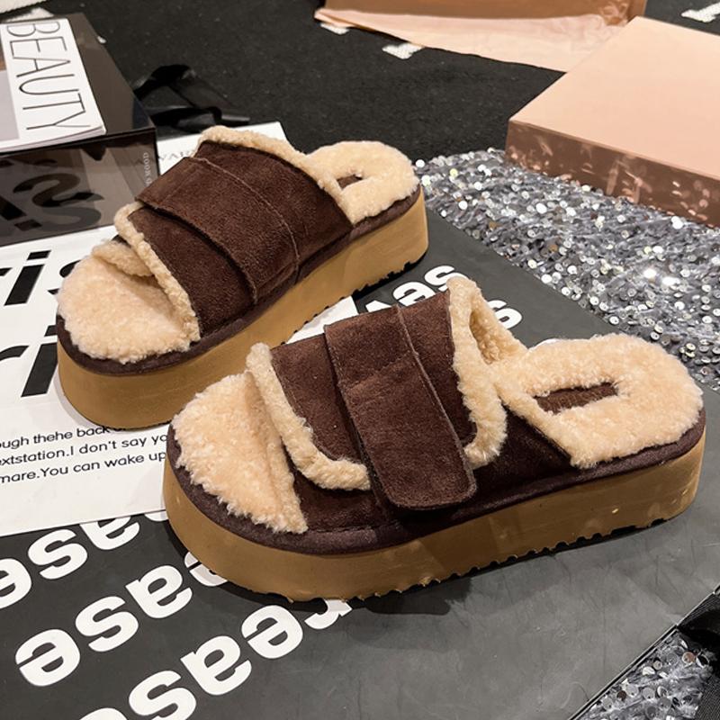 Platform Women Cooton Slippers Flats Fur Winter Cozy Shoes Dress Woman Boots 2025 Casual Short Plush Zapatos De Mujer