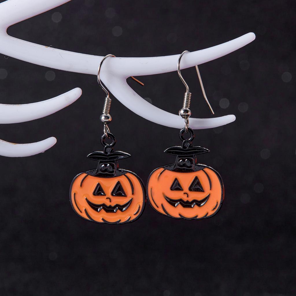 Gothic Retro Spider Earrings for Women Fashion Silver Color Funny Pumpkin Cat Cartoon Earring Halloween Jewelry Gifts Wholesale