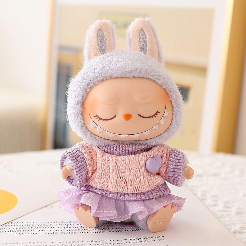 Labubu Baby Clothes Lab Cloth Clothes Vinyl Face Sitting Party Figurine Sweater Gauze Skirt Hat Shoes