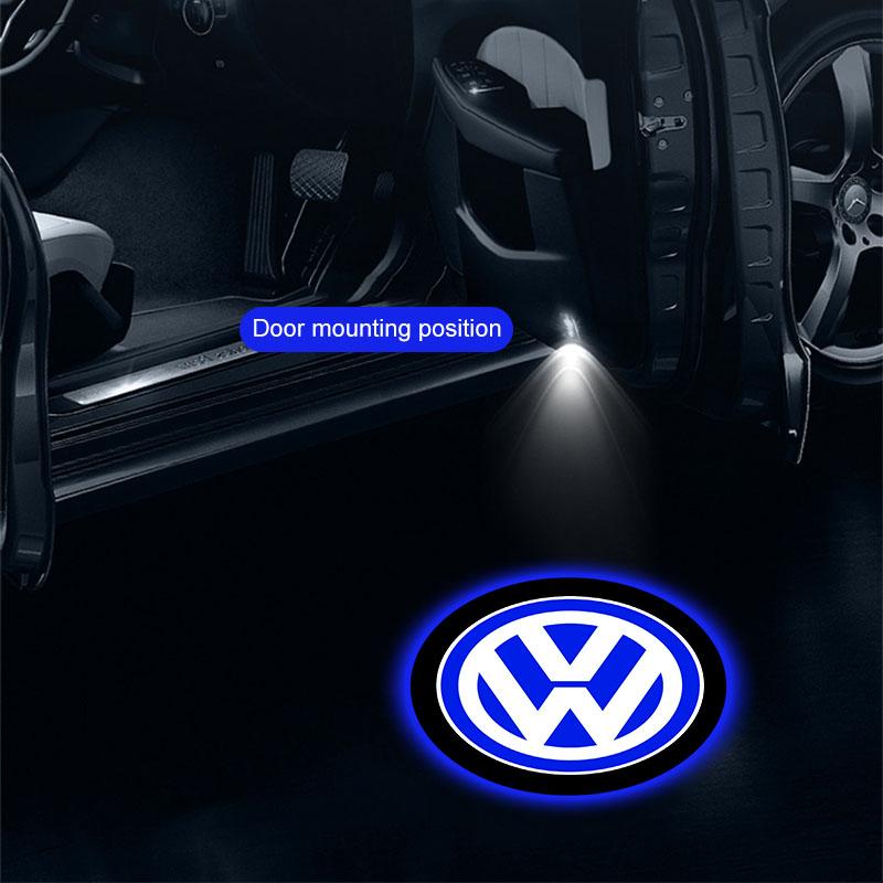 2Pcs LED Car Door Emblem Light Welcome Lamp Laser Projector Styling For Volkswagen Touran Golf-4 5 6 7 Passat Polo MK4 Bora Altea Alhambra Sharan
