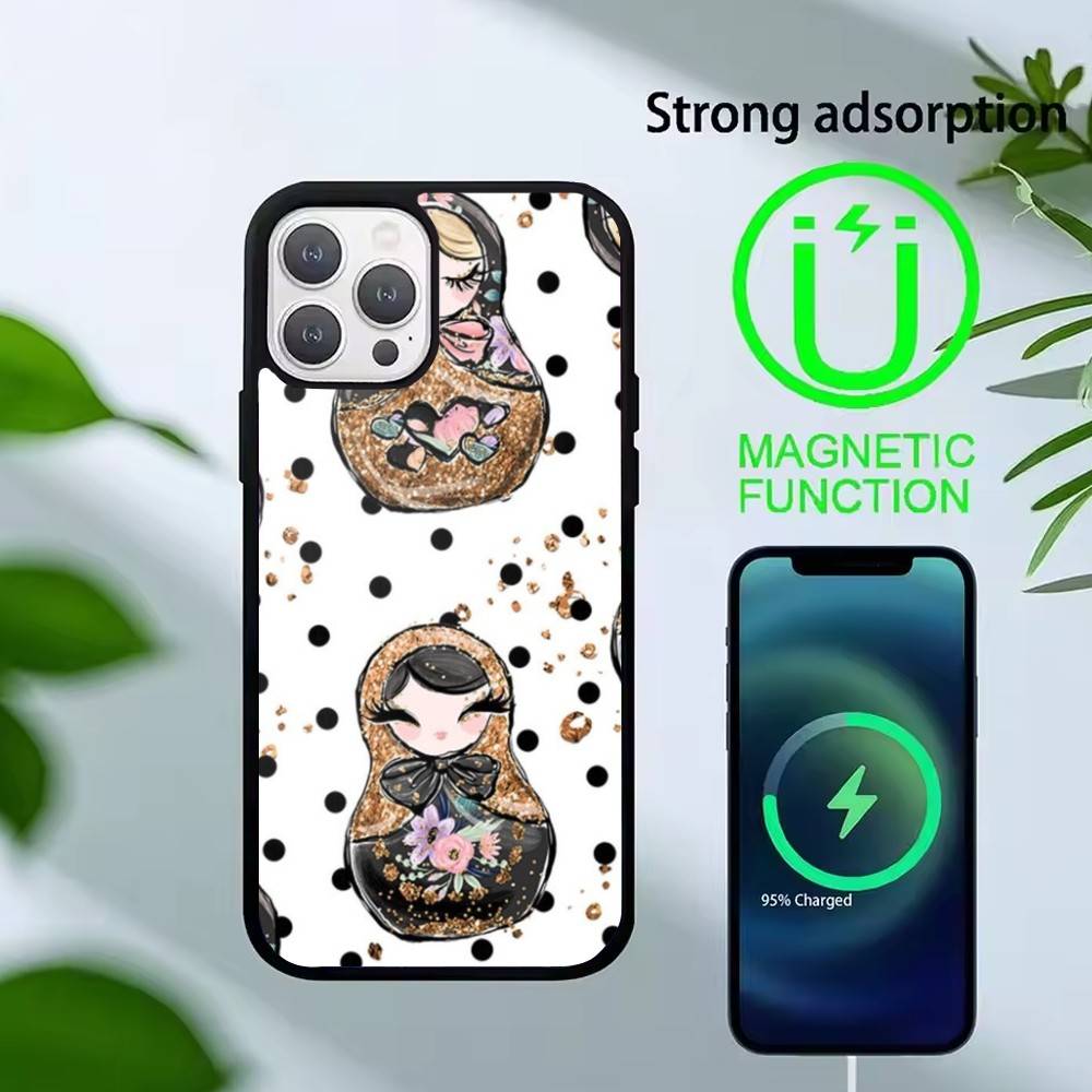 D-Russian Dolls Matryoshka Phone Case For iPhone 14,16,15,13,17,12,Plus,Pro,Max Magnetic For Magsafe Frosted Cover