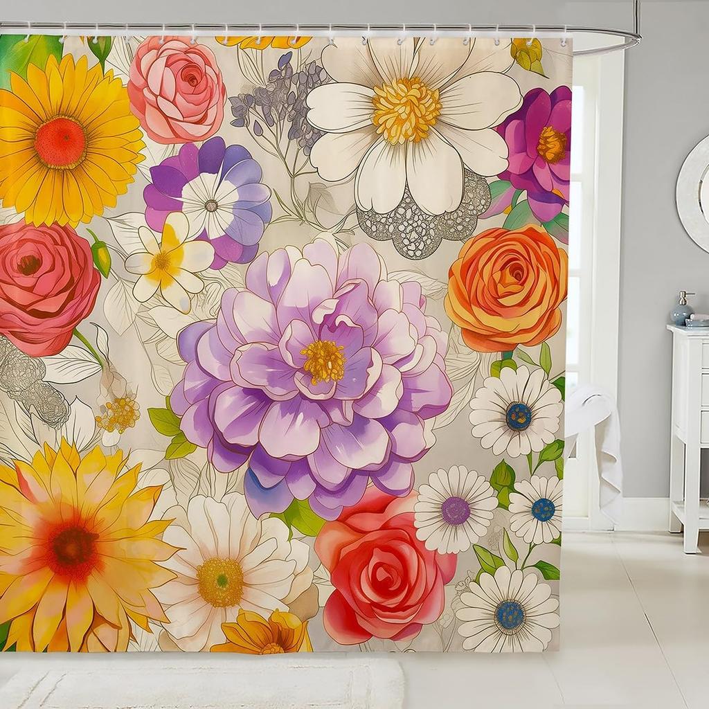 Kawaii Cat Shower Curtains,Cute Pets Animal Bathroom Curtain Girls Boys Teens Adult Room Decor,Pink Bowknot Heart Waterproof