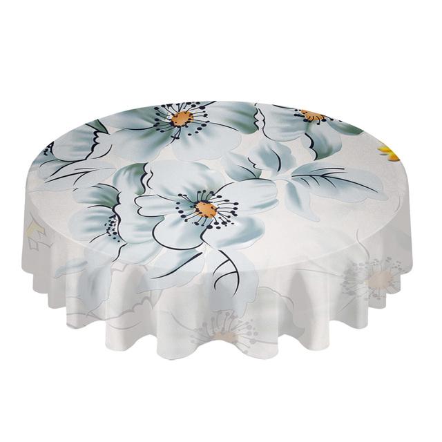 Mantel Redondo con Textura de Patrón Vintage Flor de Hibisco Decoración de Cocina Impermeable Cubierta para Mesa de Comedor/Café