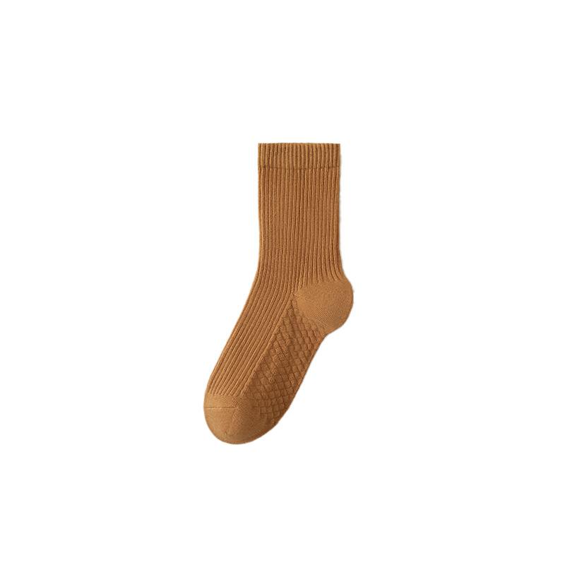 Female Spring and Autumn All Match Solid Color Massage Bottom Comfortable Boneless Antibacterial Sports Tube Socks