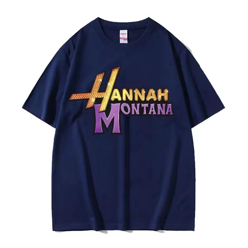 Y2K T-Shirt Streetwear Sommer Hannah Montana Logo T-Shirt Unisex Damen Lässig Kurzarm T-Shirt Unisex Mode Ästhetik Trend