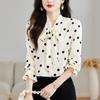 2026 Nuovo Top alla Moda ed Elegante per la Primavera, Camicia Versatile in Chiffon a Maniche Lunghe con Pois Neri