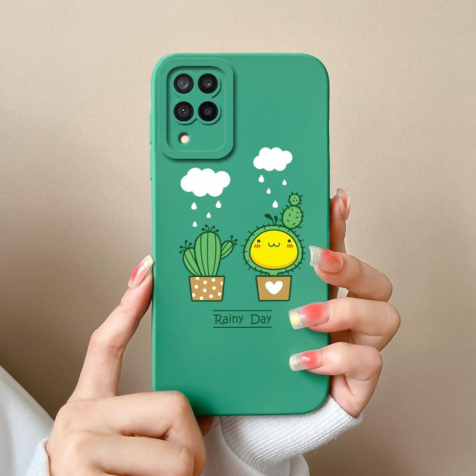 Für Samsung M22 M32 Hülle Bemalte Blumen Upgrade Flüssigsilikon Linsenschutz Handy Rückseite Für Galaxy M 32 M 22 Fundas