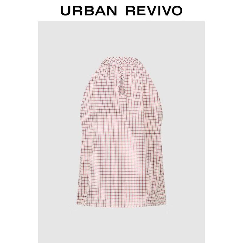 UR2026 Women s Casual Plaid Sleeveless Cotton Blouse XL