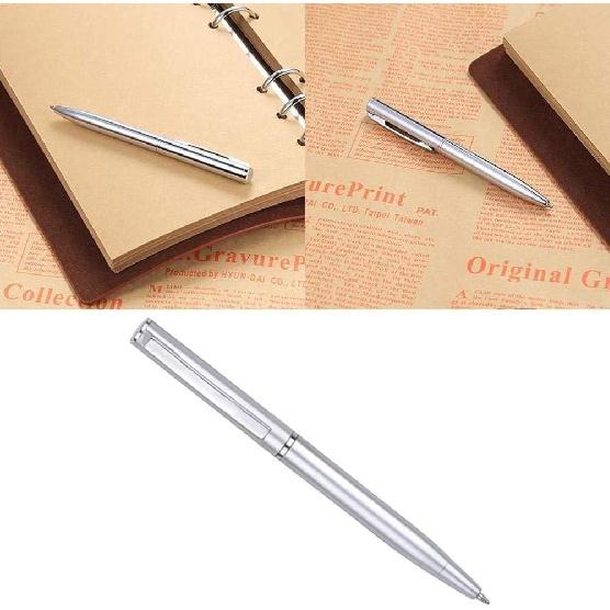 5 Pcs Silver Small Pens Mini, Retractable Ballpoint, Writing Pen Short Pens Stainless Steel Point Pen with Copper Fittings Ballpoint Pen Small