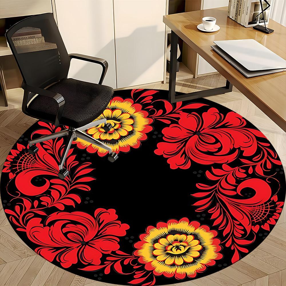 1PC Floral Pattern Chair Carpet for Office Non-Slip, Lightweight, Machine Washable Rug for Office, Sleeping, Room - Holiday DecorPolyester,