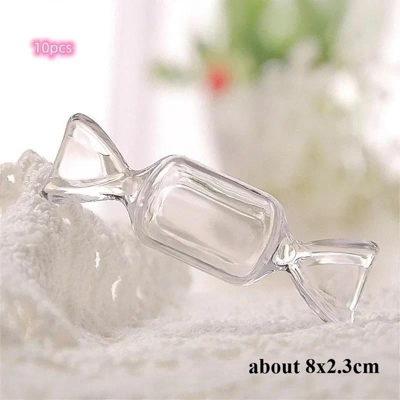 

10pcs Mini Transparent Storage Box Pink Sweet Shaped Plastic Jewelry Boxes Ring Earring Holder Organizer Packaging Cases Gifts as shown