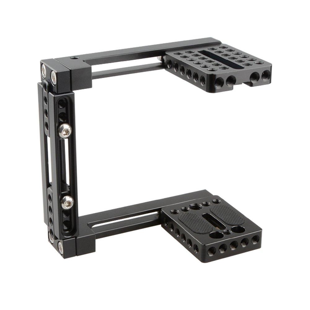 CAMVATE Camera Cage for Left and Right Universal and Screw Height and Width Sturdy Shooting Stabilizer Base Hands, C-Shaped Cage, 1/4" 3/8" Holes,