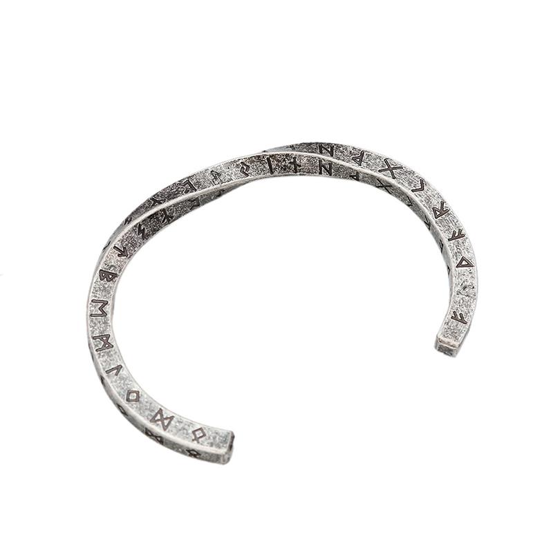 Trendy Simple Nordic Letter Bracelet for Men Women Stainless Steel Adjustable Viking Rune Mobius Twist Cuff Bangles Jewelry Gift