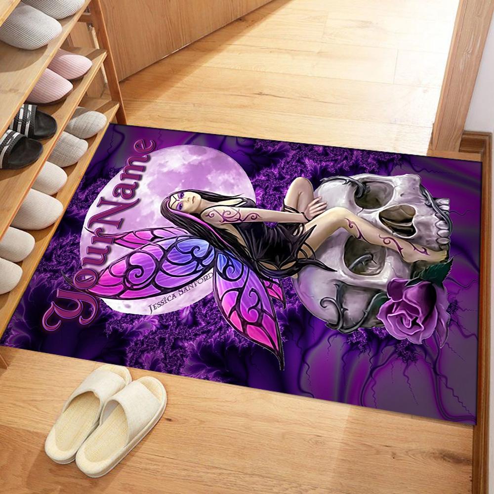 Gothic Illustrations Customizable Name Carpet Design for Dormitory Playrooms Outdoor Entryway Anti-slip Rug Decorate Offices