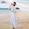 Xiangying Women's Square Neck Bubble Sleeve Summer Dress
