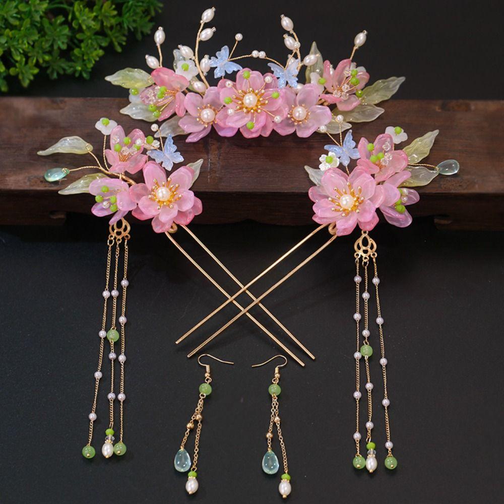 Ancient Style Hanfu Hair Stick Tassel Flower Hair Comb Chinese Style Hairpin Set  Hair Accessories