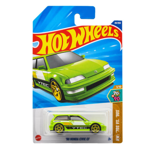 Hot Wheels Basic Car '90 Honda Civic EF Vehicle Toy, Green, JFN66, Ages 3 and Up