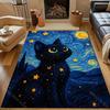 1PC Gato Negro en Noche Estrellada Alfombra para Sala de Estar Dormitorio Sofá Decoración del Hogar Rus Alfombrilla Antideslizante para Suelo Regalo de Lujo