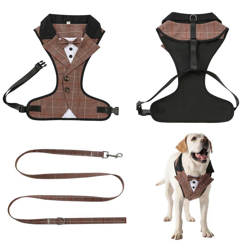 Tanpopo No Pull Dog Harness with Multifunction Dog Leash Soft Adjustable No Choke Escape Proof Pet Vest Christmas Plaid Pattern