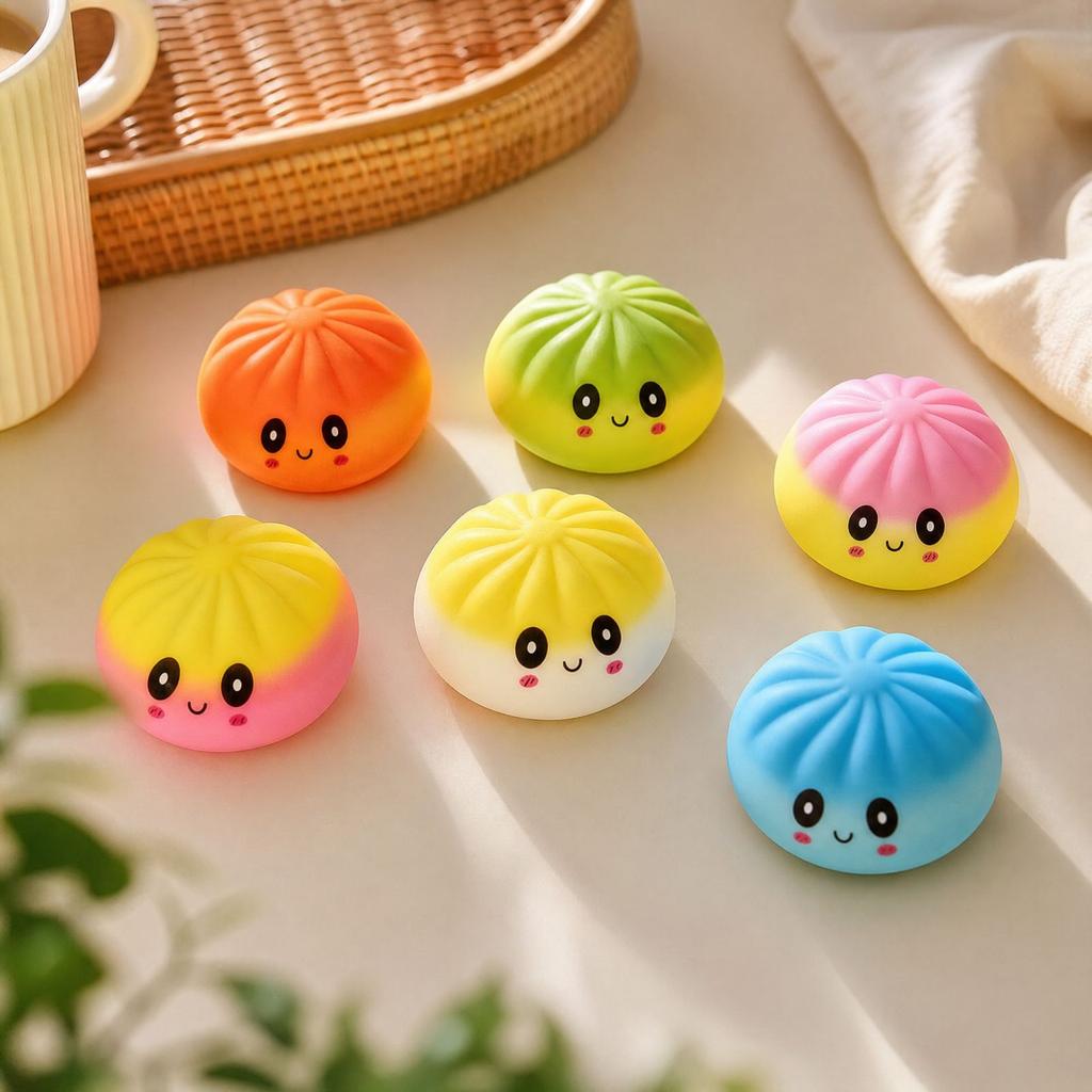 Stress Toy - Steamed Bun Toy with Blowing, Soft Non-Sticky and, Realistic Food Toy for Adults and Kids
