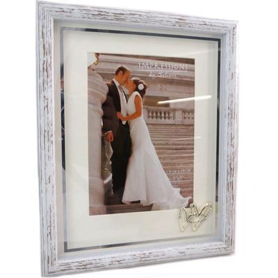 [P6531] - Vintage White 'Romance' Wooden Photo Frame - 13x18 Cm