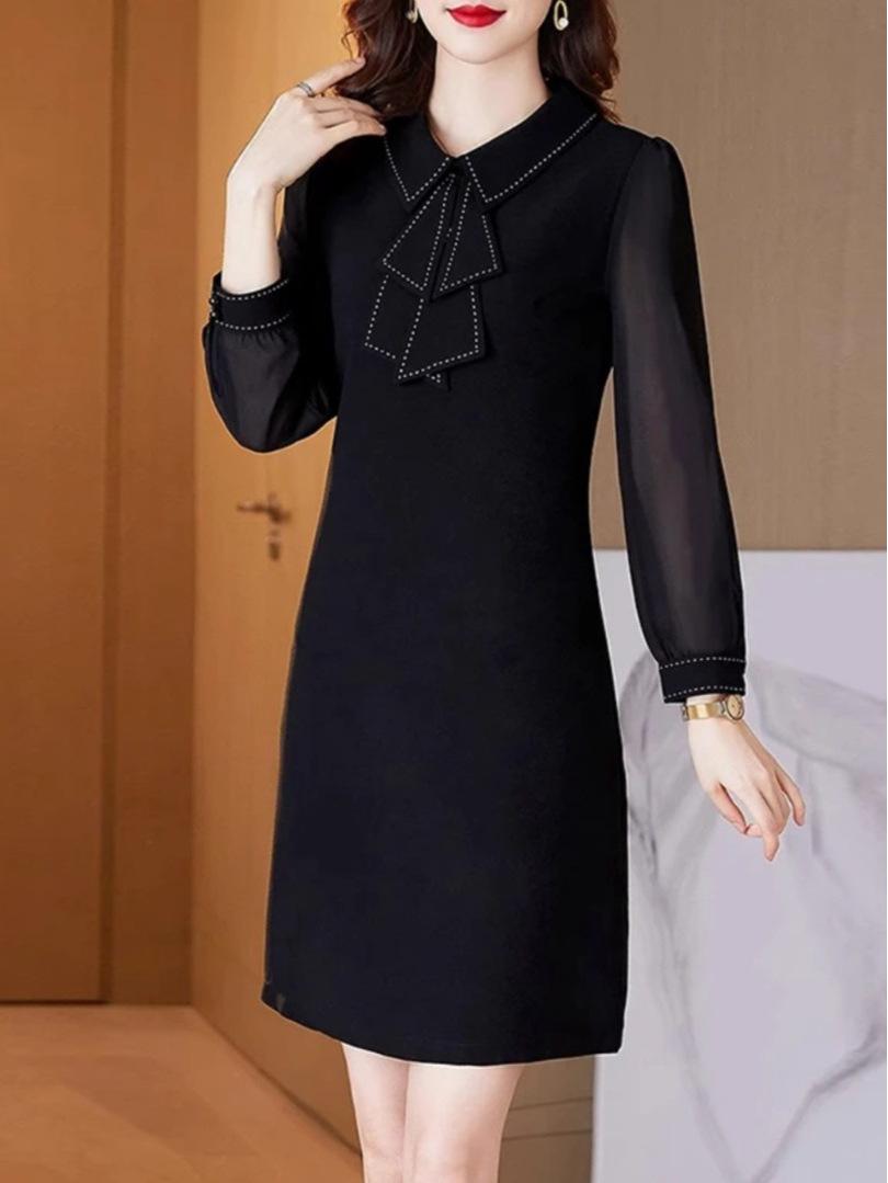 

Mid-Length Doll Collar Dress: Trendy Light Luxury, Versatile Fashion for Spring/Autumn 2025 XL чорний