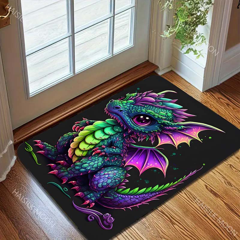 1PC Cute colorful baby dragon fantasy Print Carpet Rug for Living Room Bedroom Sofa Doormat Home Decor Non-slip Floor Mat