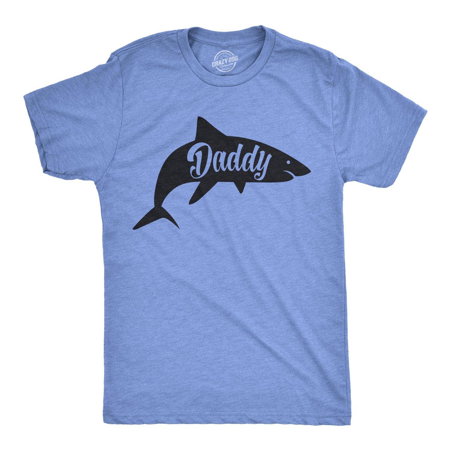 Mens Daddy Shark T shirt Cute Funny Family Cool Best Dad Vacation Tee for Guys L