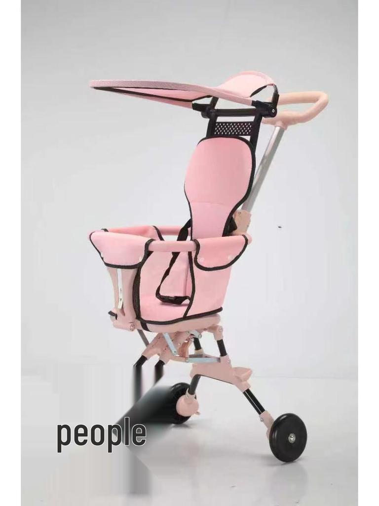 Lehký skládací pohodlný kočárek - Obousměrný čtyřkolový design pro kojence a děti