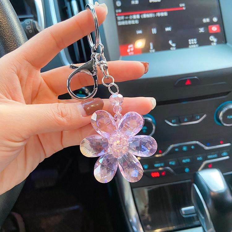 Lady Personalized Keychain With Crystal Floral Design Perfect Accessory For Bag