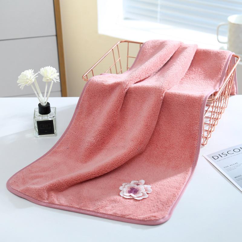 

1 шт. 35x75 см 3D аппликация цветок подвесное полотенце для рук коралловый флис домашняя мягкая мочалка для ванной комнаты и душа 35x75cm&1pc розовый