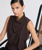 RE RHEE Belted Draped Sleeveless Blouse