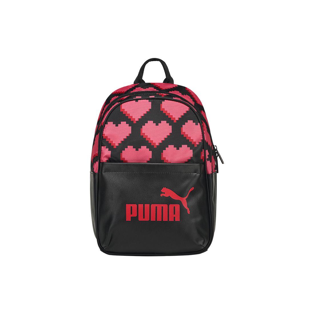 Puma Heart Synthetic Leather Backpack Women backpack Black Pink 076970-05 Black Pink
