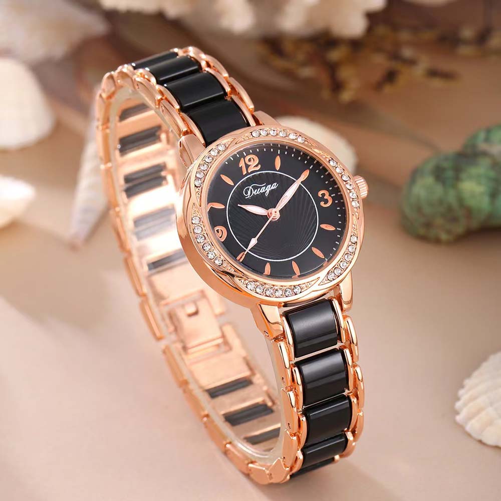 LITTLE WOOD New Arrival Elegant Women's Watch with Diamond Accents Ceramic Strap Waterproof Versatile Women's Quartz Watch
