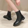 Foreign trade British style Martin boots women's 2024 autumn new low heel with round head soft leather super fire versatile Chelsea boots