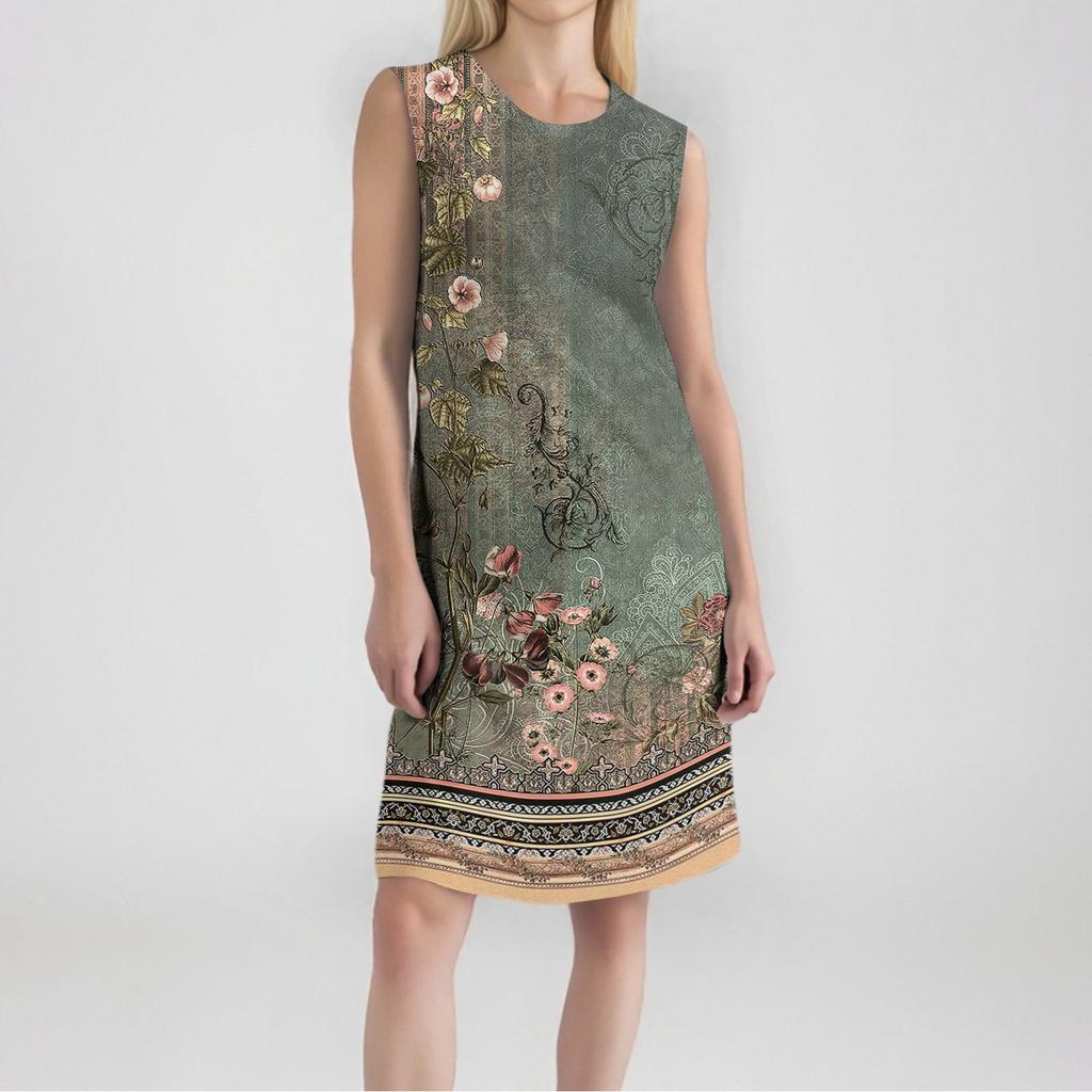 Women's Fashion Casual Print Round Neck Sleeveless Short Dress