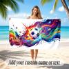 Soccer Theme Beach Towel Personalized Custom Name & Text Soft Quick Dry Beach Towel for Swimming Travel