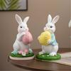 Handcrafts Resins Easters Bunnies Holding Eggs Decoration Cute Rabbit Figurine with Lawn Base for Home and Office Decors