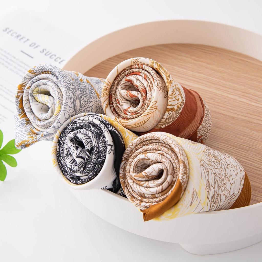 90cm Large Square Scarf Silk With High-end Feel Imitation Women's Summer Thin Versatile Sun Protection Shawl Women