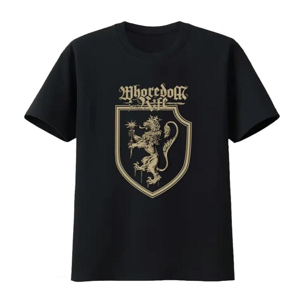 Whoredom Rife Shield Lion Print Vintage Washed T-Shirt