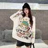 Women's Plus Size Cartoon Print Sweater - Autumn/Winter Trendy Heavy Knit Pullover